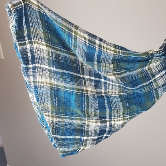 Plaid Tie Front Flare Sleeve Top - Picture 5 of 8